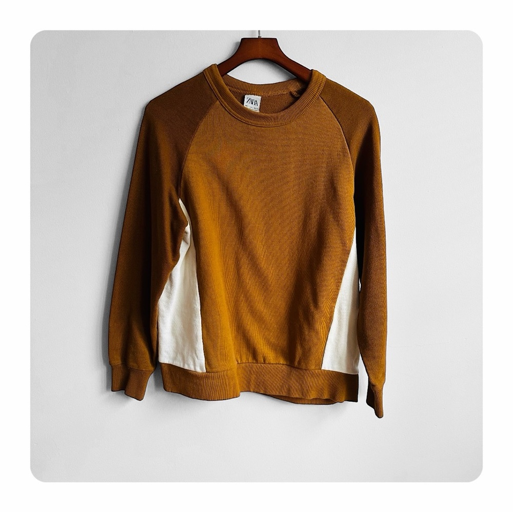 Zara Basic Colorblock Sweatshirt - Dark Mustard/ … - image 2